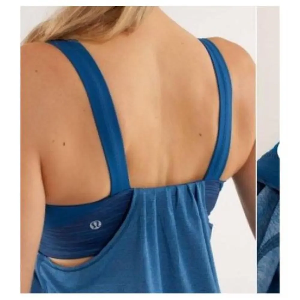 Lululemon Top Womens Eight Limitless Blue Ruched Empire Athletic Tank